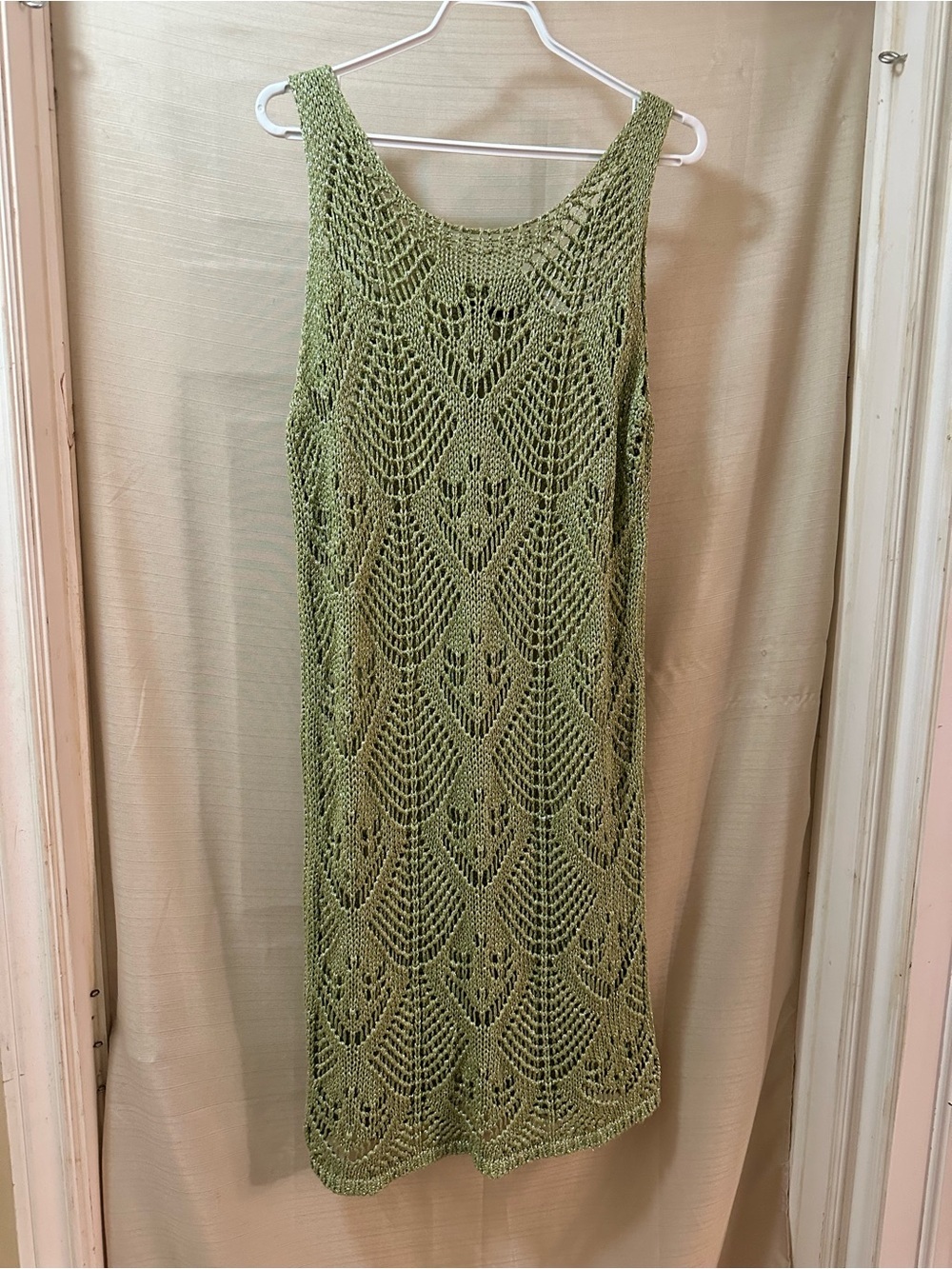 Green Crochet Midi Dress - Lightweight Sleeveless Knit